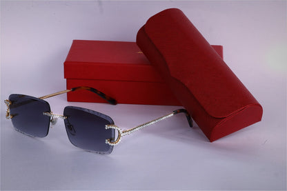 Navy Blue Shade Yellow Gold Plated Vvs Diamond Sunglasses