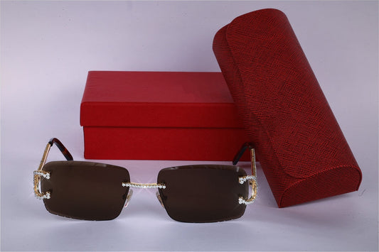 Brown Shades Vvs Diamond Rimless Sunglasses