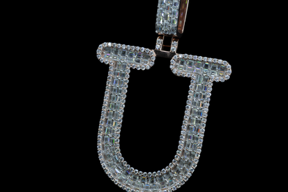 Diamond Pendant - Elegant 'U' Alphabet Design