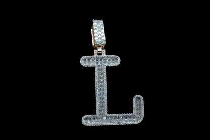 Diamond Pendant - Stylish 'L' Alphabet Design