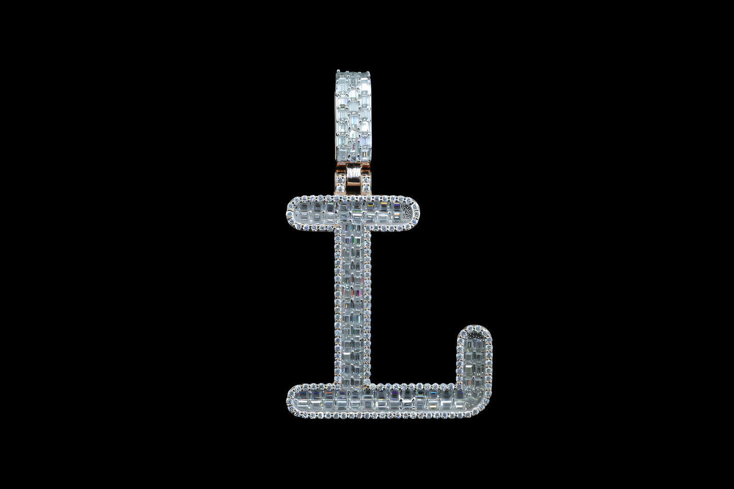 Diamond Pendant - Stylish 'L' Alphabet Design