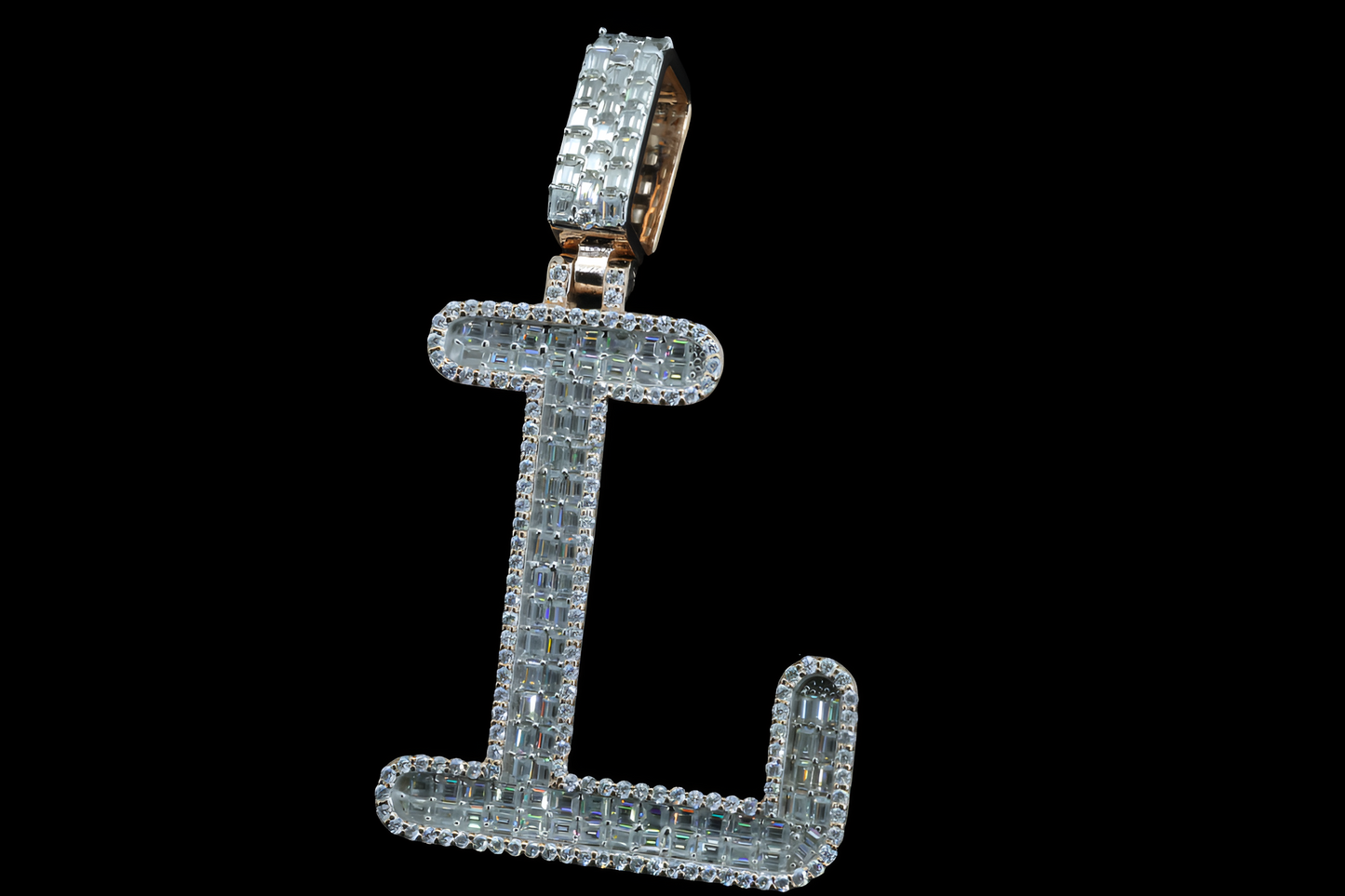 Diamond Pendant - Stylish 'L' Alphabet Design