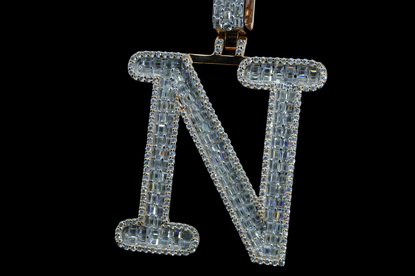 Silver Moissanite Diamond Pendant - Sophisticated 'N' Alphabet Design