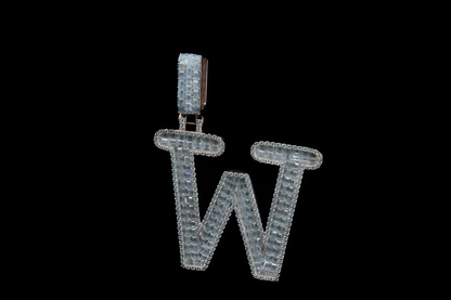 Sterling Silver Moissanite Diamond Pendant - Unique "W" Design