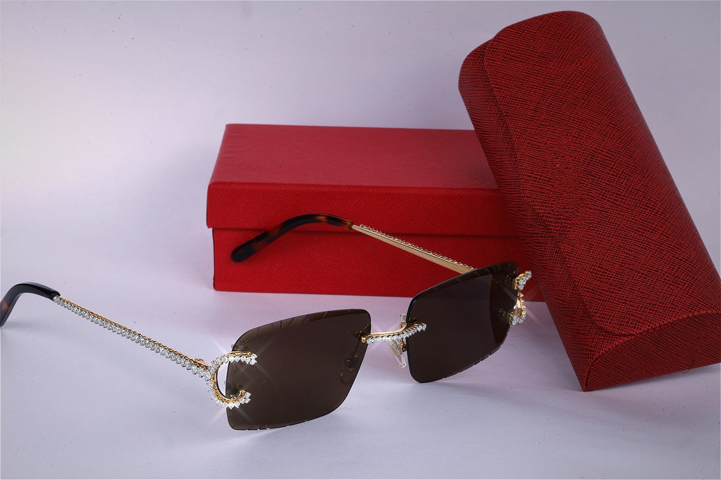 Brown Shades Vvs Diamond Rimless Sunglasses