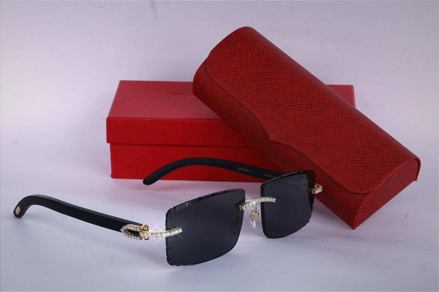 Designer Rimless Black Shades Diamond Sunglasses