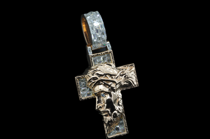 Sterling Silver Jesus Pendant with Moissanite Diamond