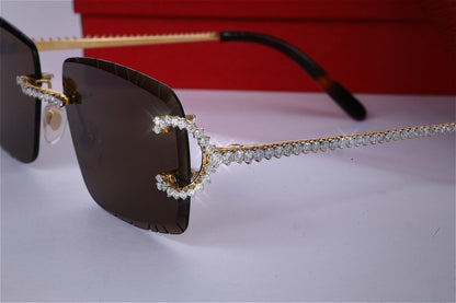 Brown Shades Vvs Diamond Rimless Sunglasses