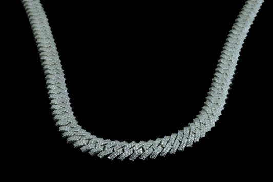 Dazzling Silver Cuban Chain with Moissanite Diamonds