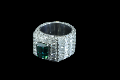 Moissanite Ring with Green Center Stone - Elegant Diamond Jewelry