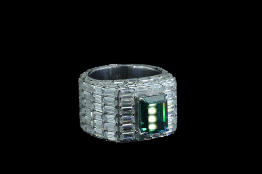 Moissanite Ring with Green Center Stone - Elegant Diamond Jewelry