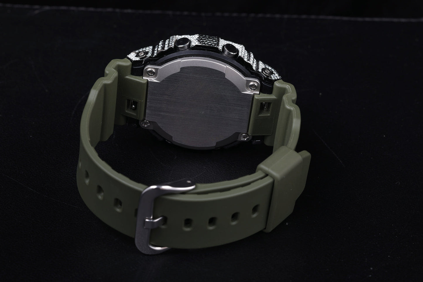 Green Rubber Strap Digital Dial Diamond Watches