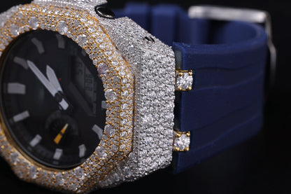 Rubber Strap Two Tone Plated Diamond Watches