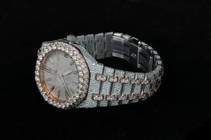 White & Rose Gold Plated Two Tone Diamond Watch