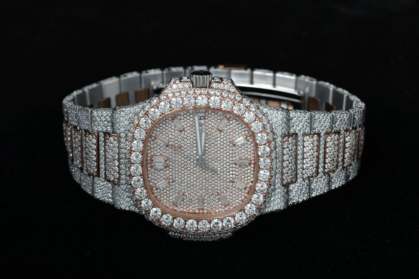 Square Dial Two Tone Vvs Diamond Watch