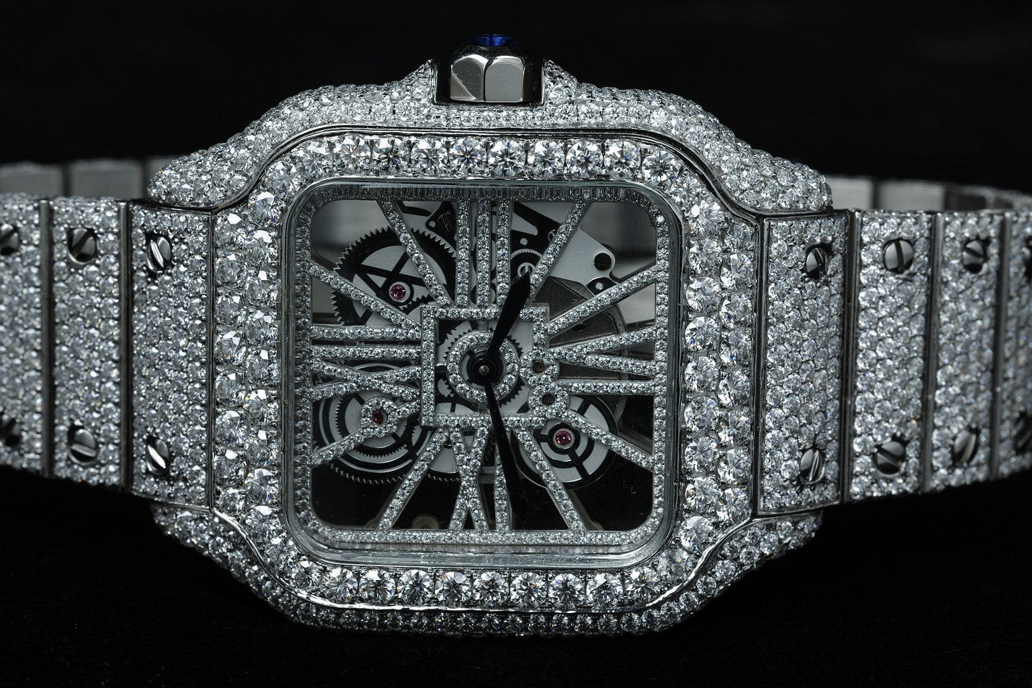 Luxury Skeleton Automatic Movement Watch with VVS Diamonds