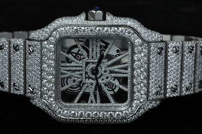 Luxury Skeleton Automatic Movement Watch with VVS Diamonds