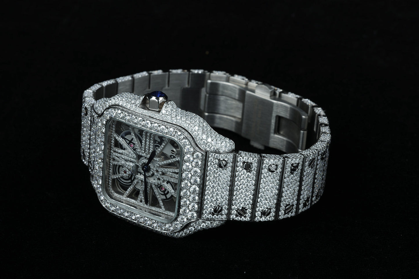 Luxury Skeleton Automatic Movement Watch with VVS Diamonds