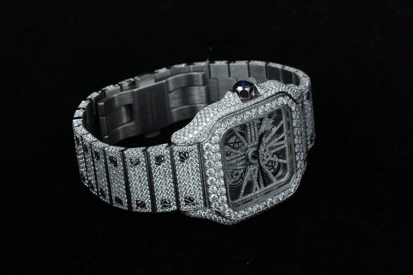 Luxury Skeleton Automatic Movement Watch with VVS Diamonds