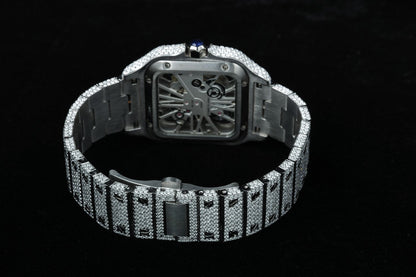 Luxury Skeleton Automatic Movement Watch with VVS Diamonds