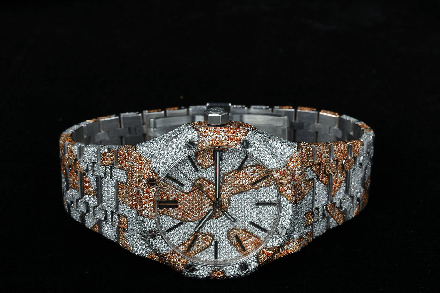 Fully Iced Out Automatic Movement Watch in Stainless Steel