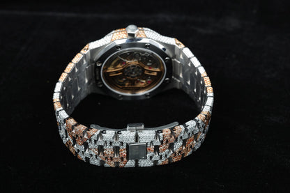 Fully Iced Out Automatic Movement Watch in Stainless Steel